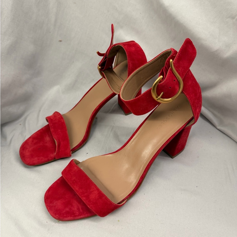 AEROSOLES Red Suede Heeled Sandals